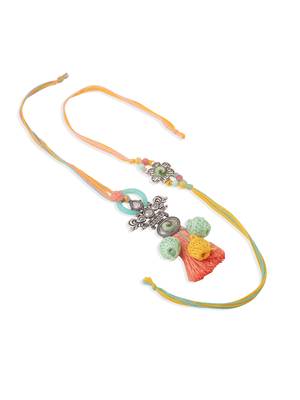 set of 2 artificial beads traditional bhaiya bhabhi pair rakhi set with roli chawal chandan & mishri 3