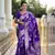Purple soft banarasi silk blend meenakari weaving saree with unstitched blouse