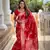 Red soft banarasi silk blend meenakari weaving saree with unstitched blouse