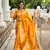 Yellow soft banarasi silk blend meenakari weaving saree with unstitched blouse