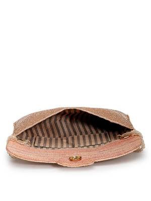 adorn rose gold & pink stone work embellished faux silk clutch 8