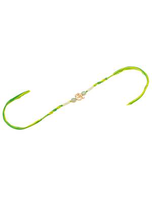 men green kundan studded om design thread rakhi with roli chawal chandan & mishri 4