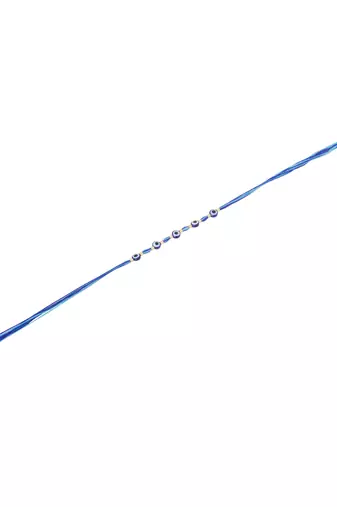 blue evil eye thread rakhi with roli chawal chandan & mishri
