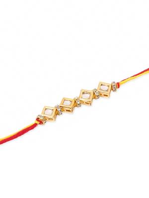   set of 2 multicolor kundan studded thread rakhi with roli chawal chandan & mishri 4