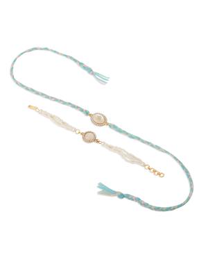  set of 2 white pearls & artificial beads bhaiya bhabhi rakhi with roli chawal chandan & mishri 3