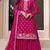 Pink embroidered chinon palazzo style salwar suit