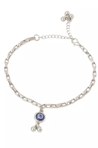  set of 2 blue evil eye bhaiya bhabhi rakhi with roli chawal chandan & mishri