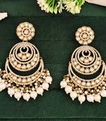 Traditional gold-toned chandelier earrings, pearl and crystal drop dangles, festival wedding party wear