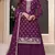 Purple embroidered chinon palazzo style salwar suit