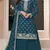 Blue embroidered chinon palazzo style salwar suit