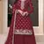 Maroon embroidered chinon palazzo style salwar suit