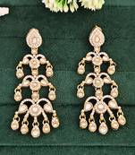 Crystal chandelier drop earrings, mehendi polish, traditional design with teardrop stones