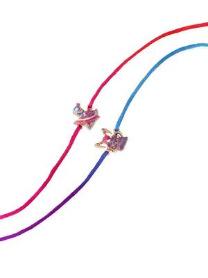  kids set of 2 cartoon character purple & red thread rakhi with roli chawal chandan & mishri 3