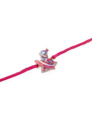  kids set of 2 cartoon character purple & red thread rakhi with roli chawal chandan & mishri 4