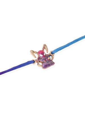  kids set of 2 cartoon character purple & red thread rakhi with roli chawal chandan & mishri 5