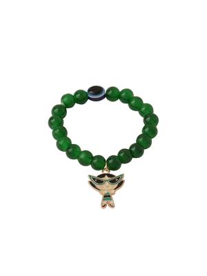 kids cartoon design green artificial beads thread rakhi with roli chawal chandan & mishri 3