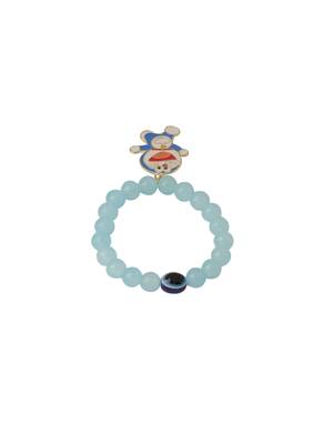 kids cartoon design sky blue artificial beads thread rakhi with roli chawal chandan & mishri 5