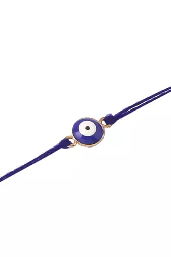  set of 3 multicolor evil eyethread rakhi with roli chawal chandan & mishri