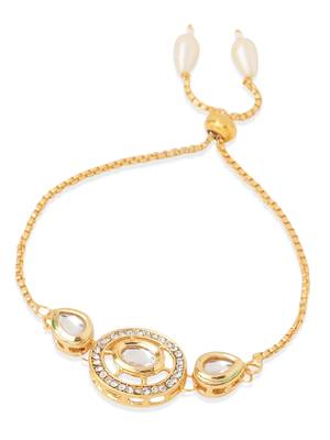  set of 2 gold toned kundan studded bhaiya bhabhi rakhi with roli chawal chandan & mishri 3