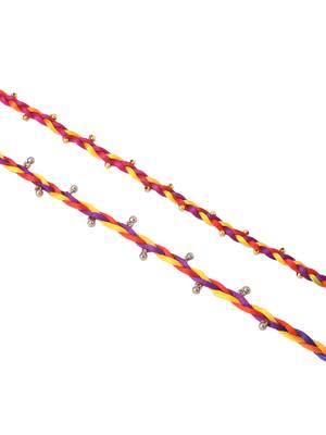   multicolor artificial beads thread rakhi with roli chawal chandan & mishri 2