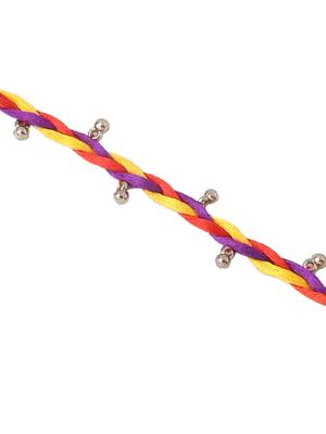   multicolor artificial beads thread rakhi with roli chawal chandan & mishri 3