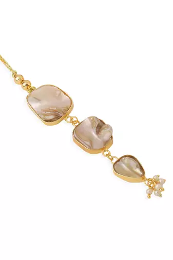  set of 2 gold toned rudraksh & pearls bhaiya bhabhi rakhi with roli chawal chandan & mishri