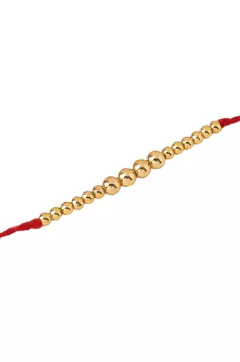 set of 2 red religious thread rakhi with roli chawal chandan & mishri