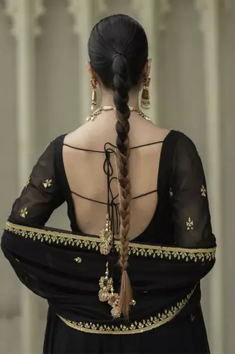 Black embroidered anarkali set