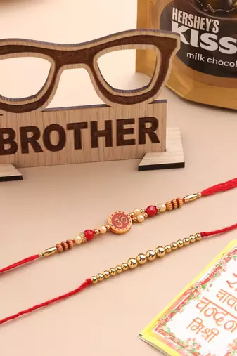 men's set of 2 red religious thread rakhi, combo for rakshabandhan