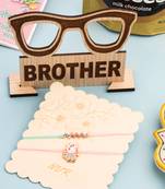 kids set of 2 cartoon artificial stones thread rakhi, combo for rakshabandhan