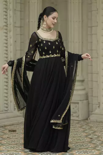 Black embroidered anarkali set