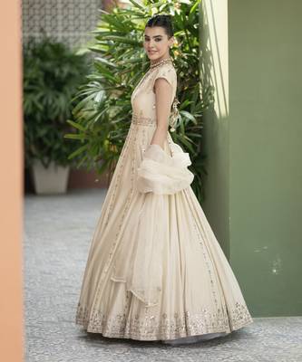 Offwhite mirror embroidered anarkali set 2
