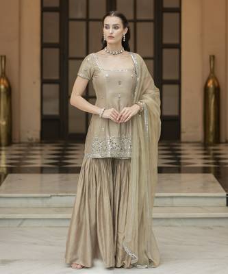 Brown embroidered sharara set 2