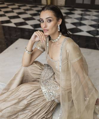 Brown embroidered sharara set 4