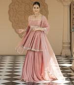 Pink embroidered sharara set