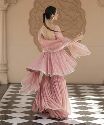 Pink embroidered sharara set 2