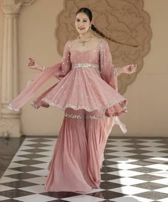Pink embroidered sharara set 3