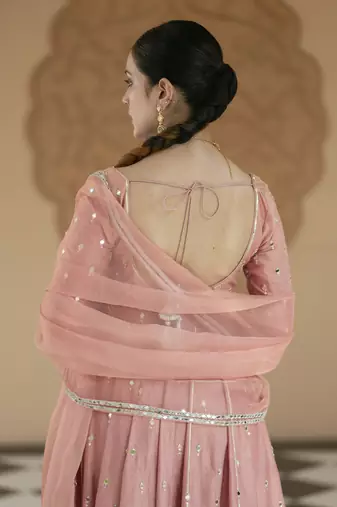 Pink embroidered sharara set
