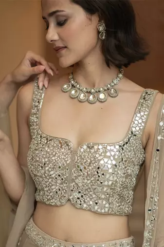 Beige embroidered palazzo cape set