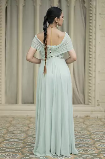 Ice bue embroidered dress