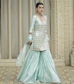 Baby blue embroidered sharara set