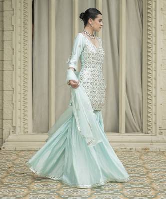 Baby blue embroidered sharara set 5
