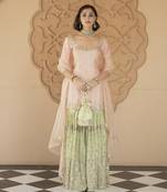 Pink embroidered sharara set