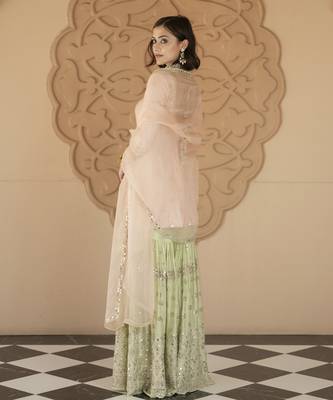 Pink embroidered sharara set 2