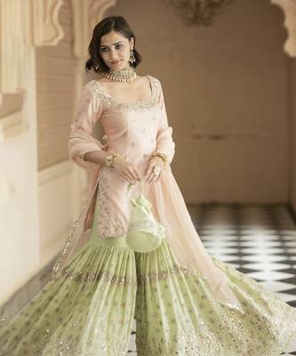 Pink embroidered sharara set 3