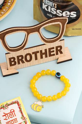 kids cartoon design yellow artificial beads thread rakhi, combo for rakshabandhan