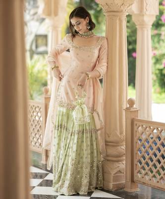 Pink embroidered sharara set 4