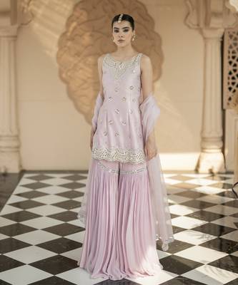 Lilac embroidered sharara set 1