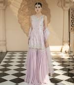 Lilac embroidered sharara set