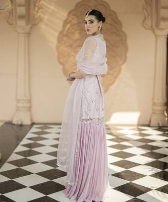 Lilac embroidered sharara set 2